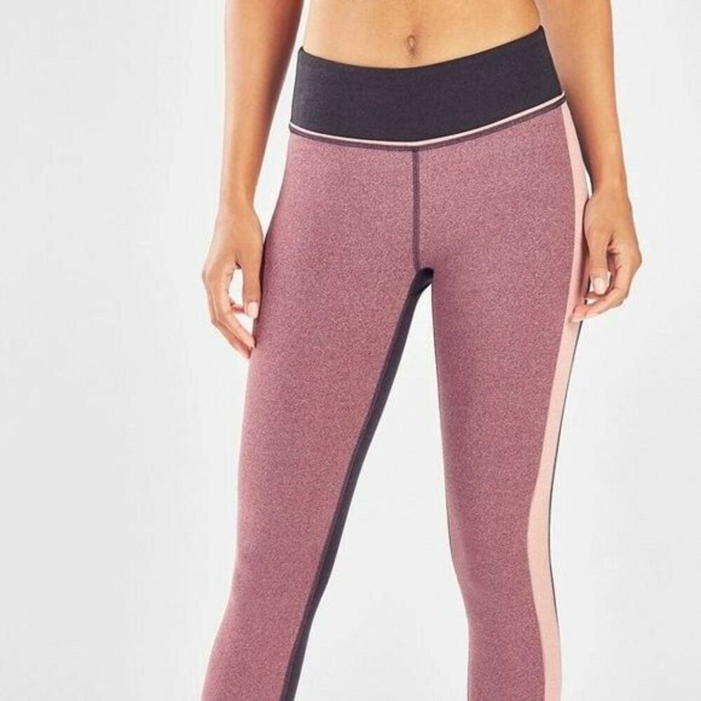Fabletics Womens Salar Small Heathered Pink Purple Gray Colorblock 7/8 Leggings
